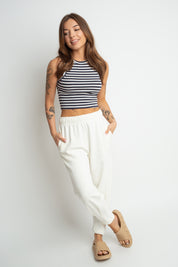 STRIPED TOP WHITE AND NAVY BLUE - SIROCCO