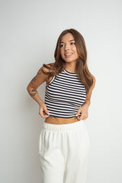 STRIPED TOP WHITE AND NAVY BLUE - SIROCCO