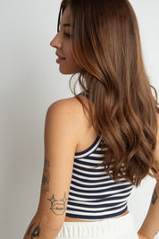 STRIPED TOP WHITE AND NAVY BLUE - SIROCCO
