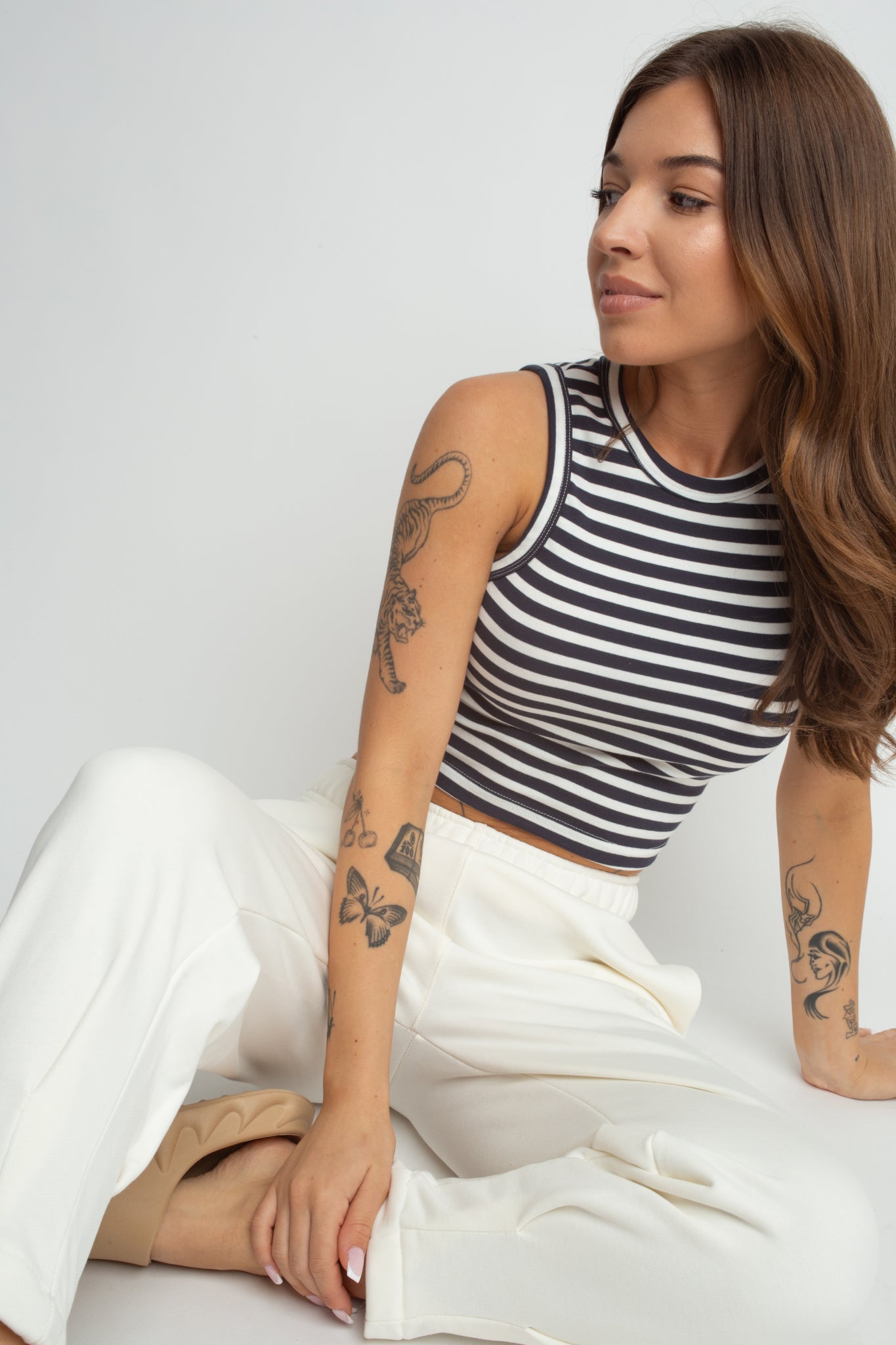 STRIPED TOP WHITE AND NAVY BLUE - SIROCCO
