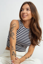 STRIPED TOP WHITE AND NAVY BLUE - SIROCCO