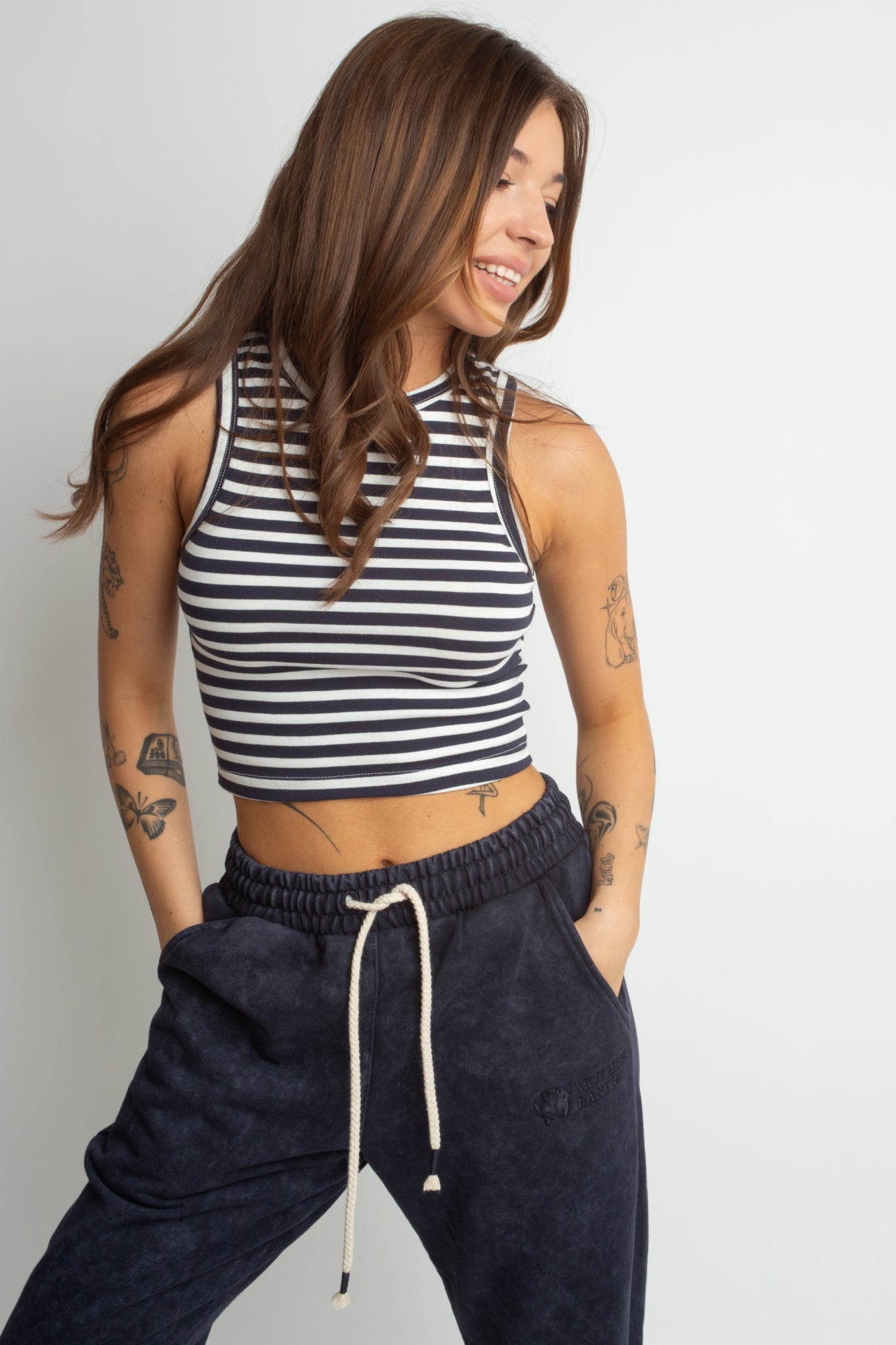 STRIPED TOP WHITE AND NAVY BLUE - SIROCCO
