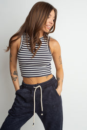 STRIPED TOP WHITE AND NAVY BLUE - SIROCCO