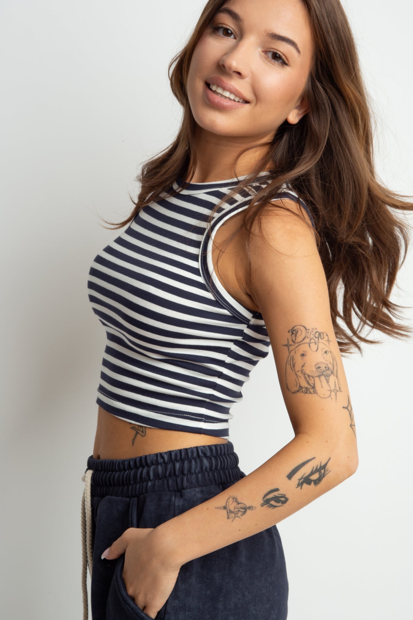 STRIPED TOP WHITE AND NAVY BLUE - SIROCCO