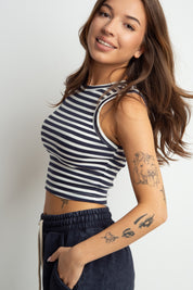 STRIPED TOP WHITE AND NAVY BLUE - SIROCCO