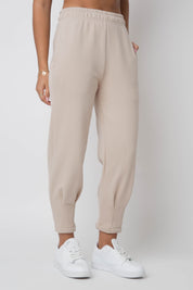 OVERSIZED SWEATPANTS WITH STITCHING ON THE LEGS, BEIGE - ANACAPA