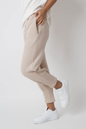 OVERSIZED SWEATPANTS WITH STITCHING ON THE LEGS, BEIGE - ANACAPA