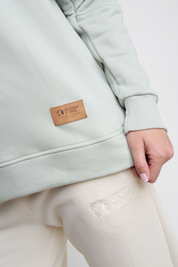 BLUZA TYPU CREWNECK Z PRZESZYCIAMI NA ŁOKCIACH MIĘTOWA - FLINDERS
