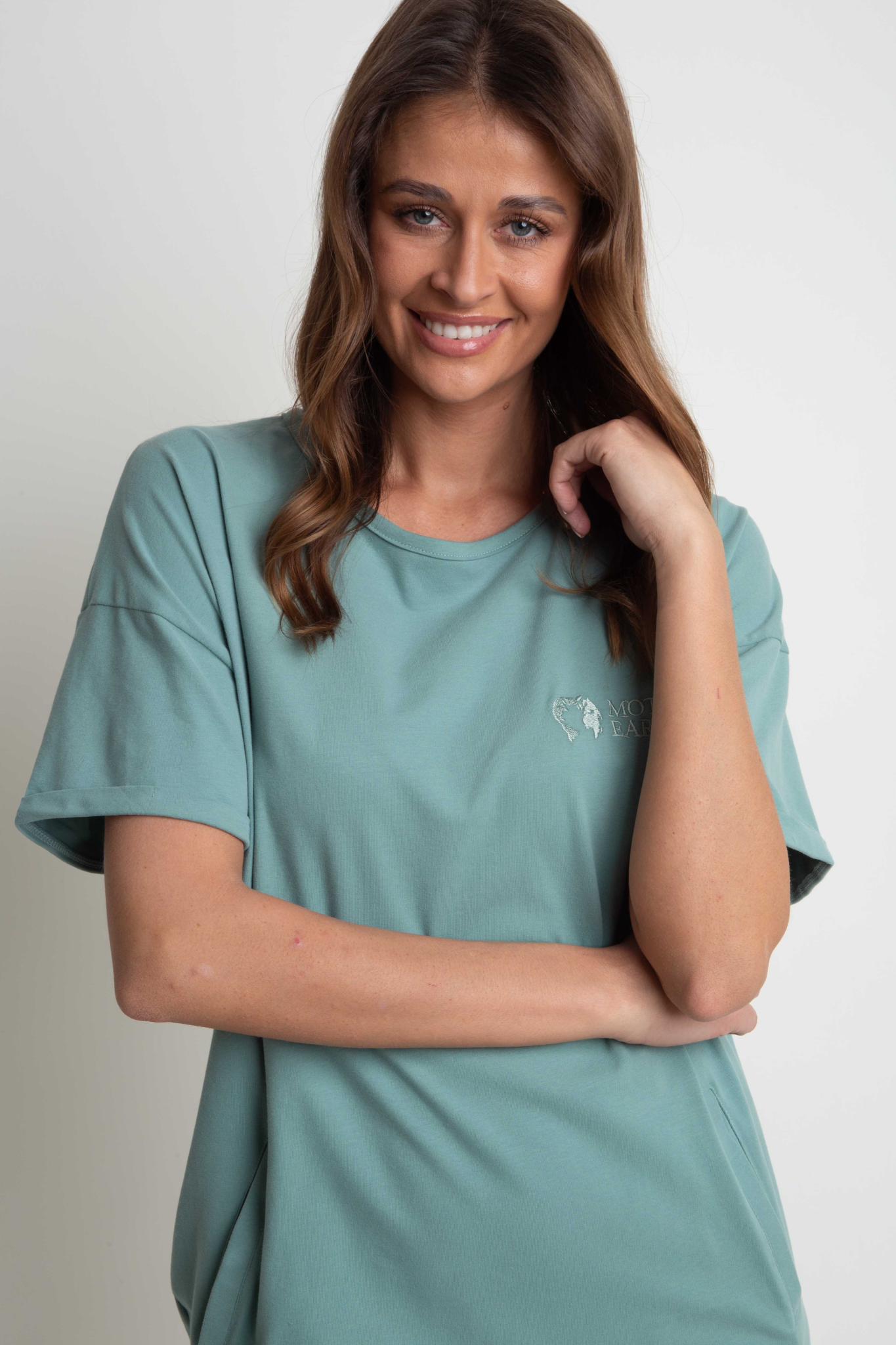 COTTON DRESS WITH SHORT SLEEVES TURQUOISE - HYDRA