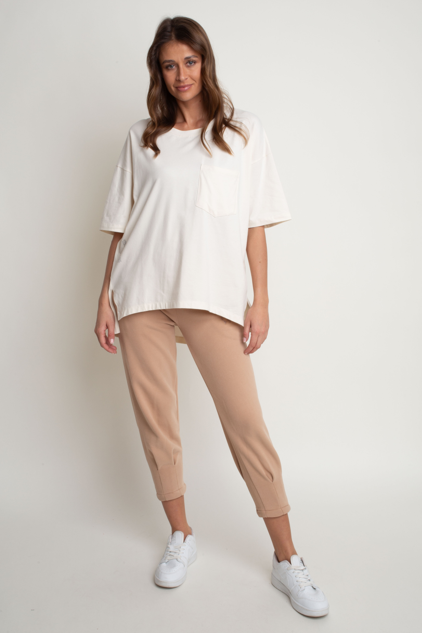 ASYMMETRIC OVERSIZE ECRU T-SHIRT - ELEFANTA