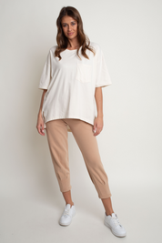 ASYMMETRIC OVERSIZE ECRU T-SHIRT - ELEFANTA