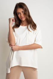ASYMMETRIC OVERSIZE ECRU T-SHIRT - ELEFANTA
