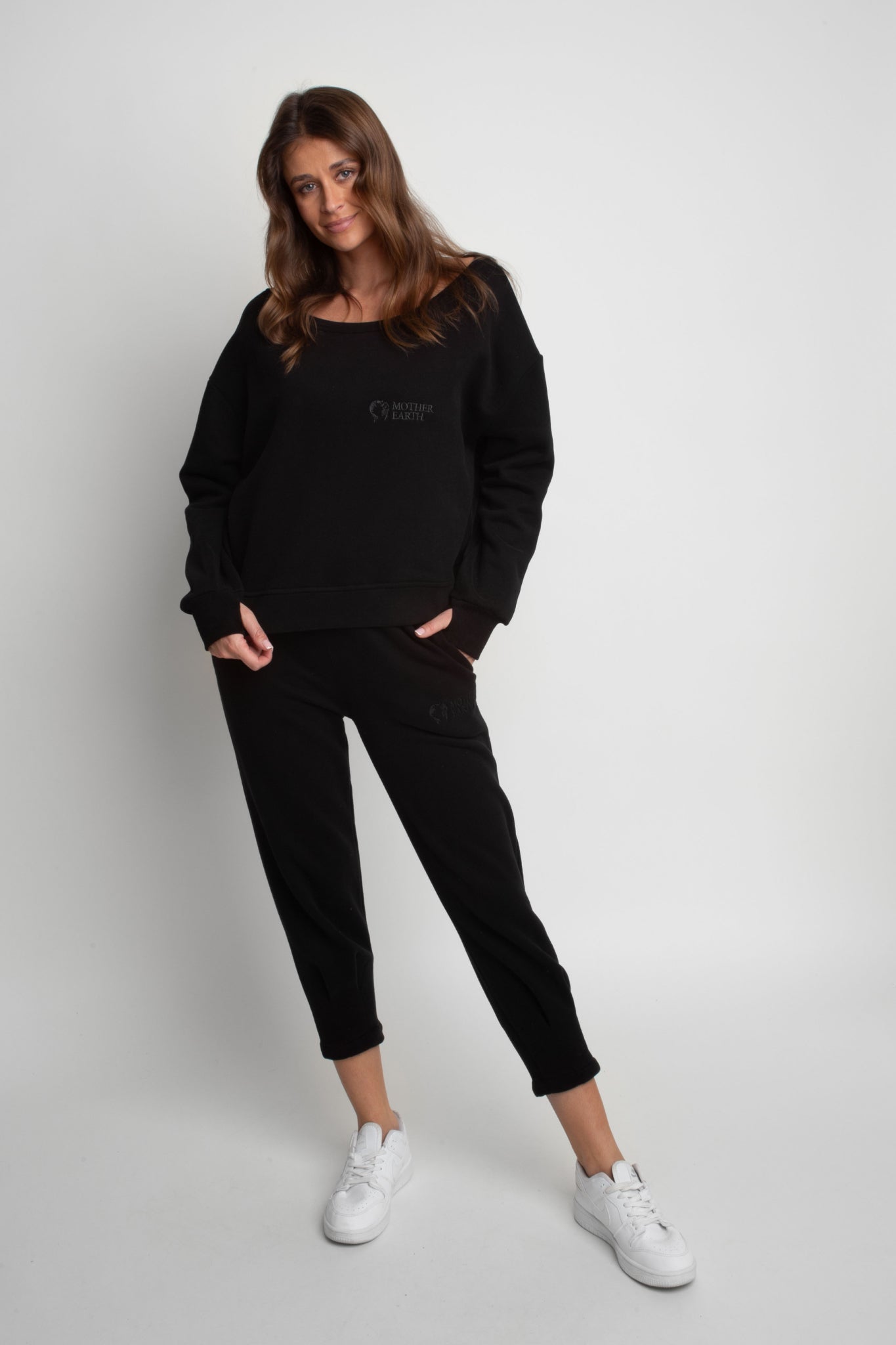 LOOSE FIT BOAT NECK SWEATSHIRT BLACK - DIU