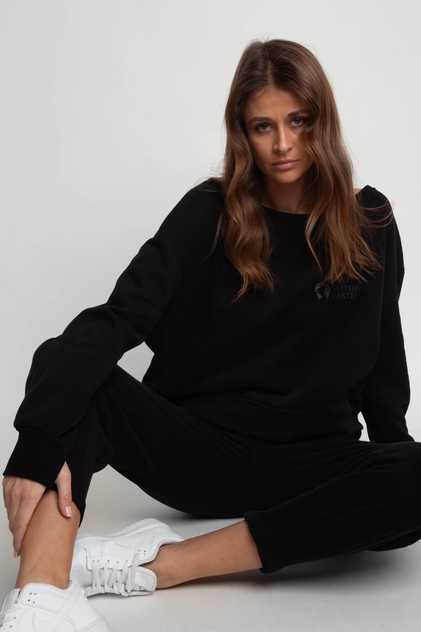 LOOSE FIT BOAT NECK SWEATSHIRT BLACK - DIU