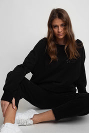 LOOSE FIT BOAT NECK SWEATSHIRT BLACK - DIU