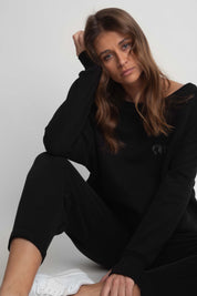 LOOSE FIT BOAT NECK SWEATSHIRT BLACK - DIU