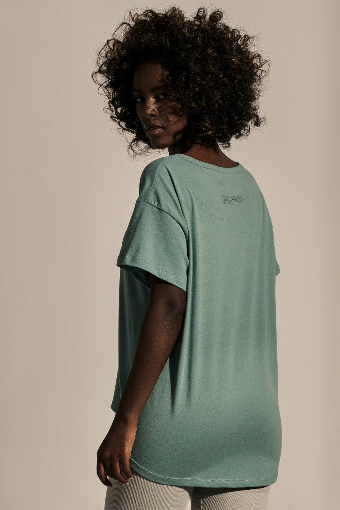 ASYMMETRIC T-SHIRT WITH LONG BACK TURQUOISE - MINORCA