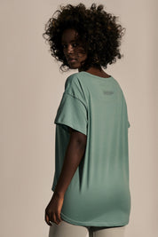 ASYMMETRIC T-SHIRT WITH LONG BACK TURQUOISE - MINORCA