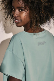 ASYMMETRIC T-SHIRT WITH LONG BACK TURQUOISE - MINORCA
