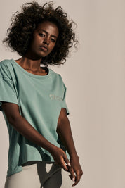 ASYMMETRIC T-SHIRT WITH LONG BACK TURQUOISE - MINORCA
