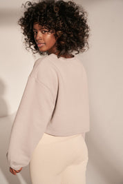 CREWNECK SWEATSHIRT LOOSE FIT LIGHT GREY - NAURA