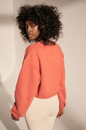 CREWNECK SWEATSHIRT LOOSE CUT ORANGE - NAURA