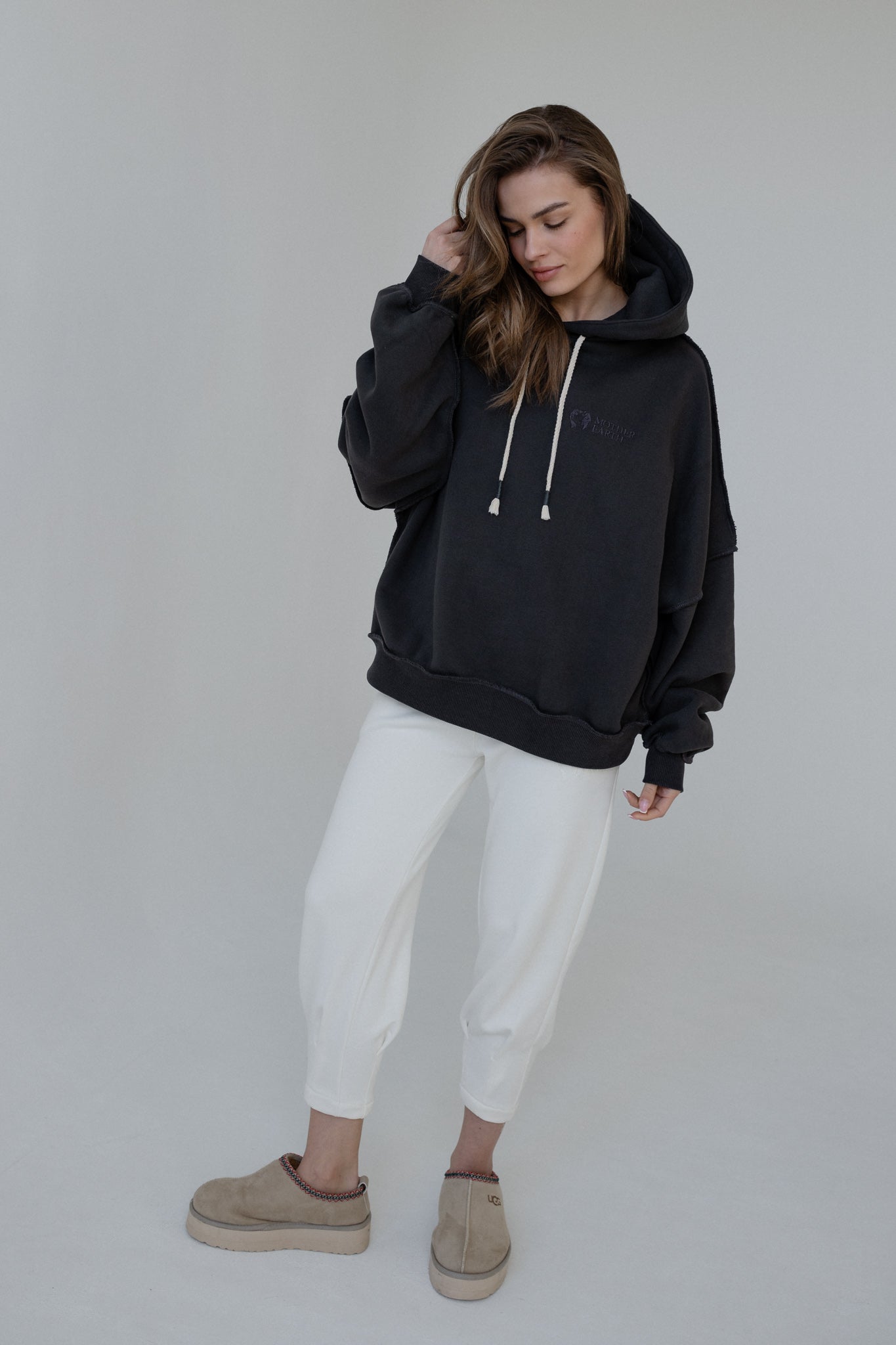 OVERSIZED HOODED SWEATSHIRT GRAPHITE - NESCA