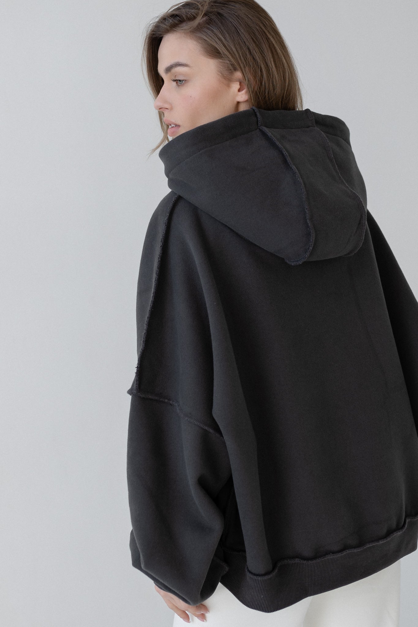 OVERSIZED HOODED SWEATSHIRT GRAPHITE - NESCA