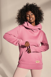 FITTED SWEATSHIRT WITH LARGE HOOD PINK - RHODES