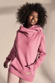 FITTED SWEATSHIRT WITH LARGE HOOD PINK - RHODES