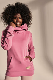 FITTED SWEATSHIRT WITH LARGE HOOD PINK - RHODES