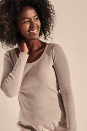 STRIPED LONG-SLEEVE BLOUSE GREY - SAMOS