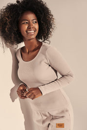 STRIPED LONG-SLEEVE BLOUSE GREY - SAMOS