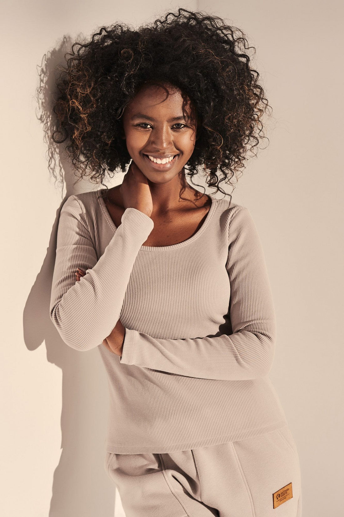 STRIPED LONG-SLEEVE BLOUSE GREY - SAMOS