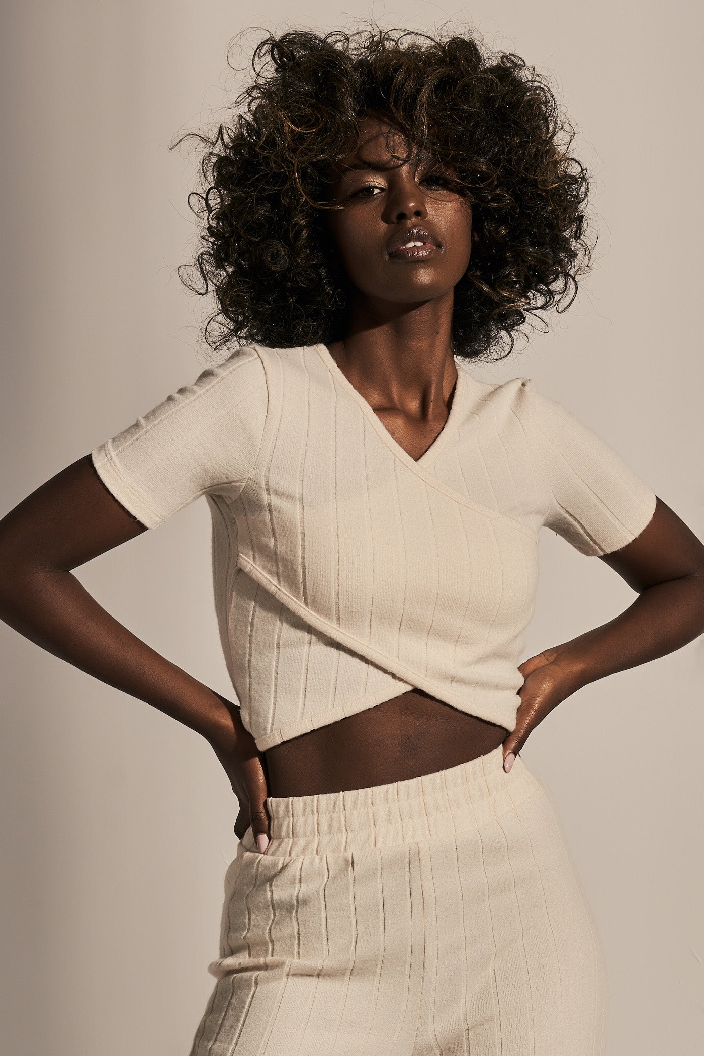 SHORT SLEEVE BLOUSE LIGHT BEIGE - SKYE