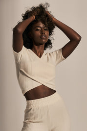 SHORT SLEEVE BLOUSE LIGHT BEIGE - SKYE