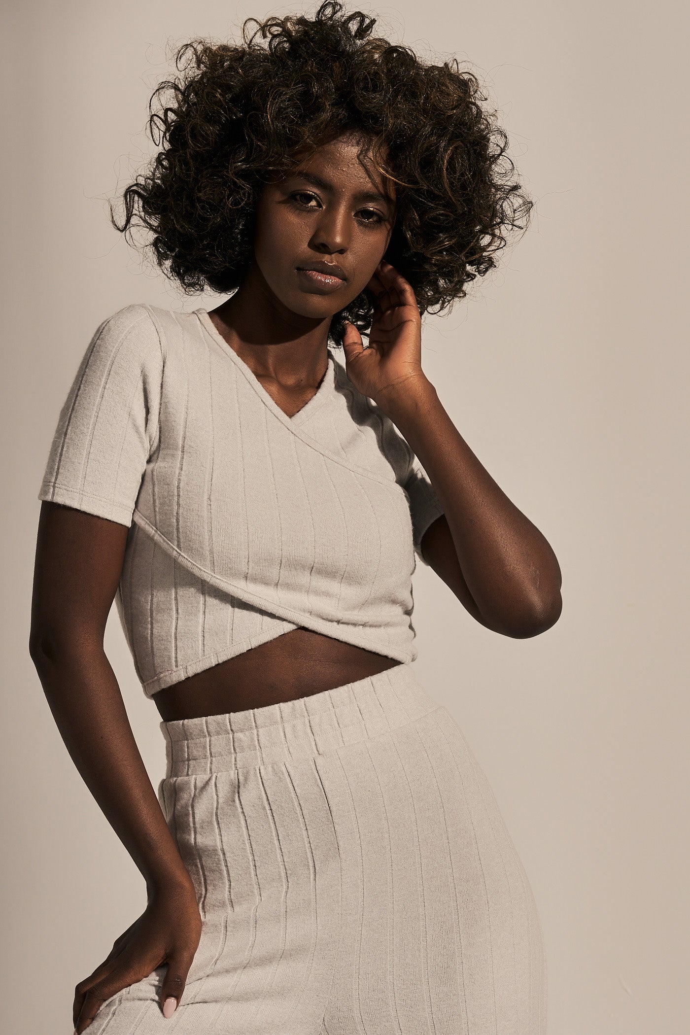SHORT SLEEVE BLOUSE LIGHT GREY - SKYE