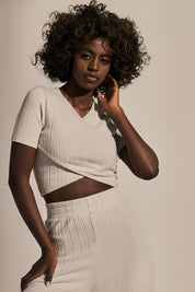 SHORT SLEEVE BLOUSE LIGHT GREY - SKYE
