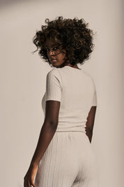 SHORT SLEEVE BLOUSE LIGHT GREY - SKYE
