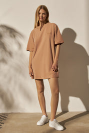 SHORT SLEEVE DRESS BROWN - ZELANDIA