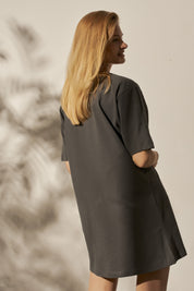 SHORT SLEEVE DRESS DARK GREY - ZELANDIA