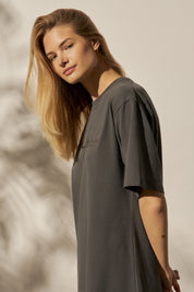 SHORT SLEEVE DRESS DARK GREY - ZELANDIA