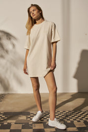 ECRU SHORT SLEEVE DRESS - ZELANDIA