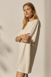 ECRU SHORT SLEEVE DRESS - ZELANDIA