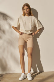 ECRU SHORT SLEEVE DRESS - ZELANDIA