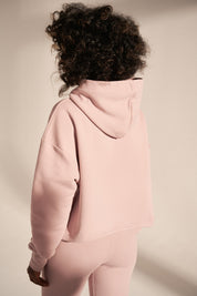 SHORT HOODED SWEATSHIRT LIGHT PINK - MAJOTTA