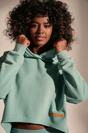 SHORT HOODED SWEATSHIRT TURQUOISE - MAJOTTA
