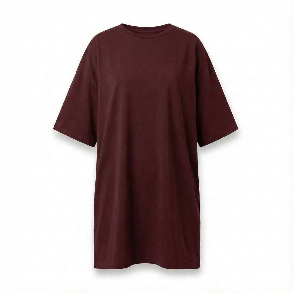 OVERSIZED T-SHIRT WITH A DELICATE WASH EFFECT, BURGUNDY - KOMODO packshot
