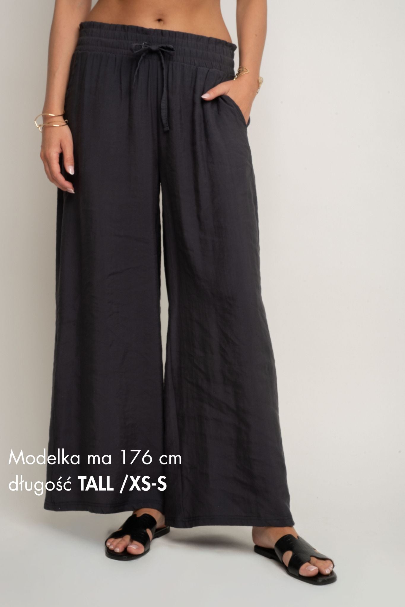 DAMSKIE SPODNIE Z MODALU GRAFITOWE - KYMA