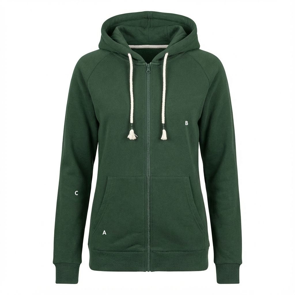 Dark Green Zip-Up Hoodie - Zanzibar packshot